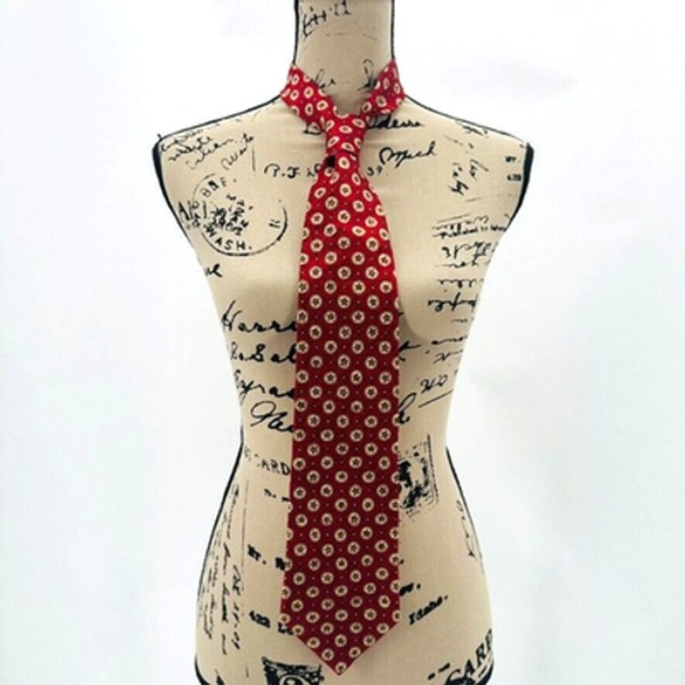 NWT Vintage Ermenegildo Zegna Soft Red Silk Tie‎ Ivory Polka Dots Italy Heritage - Picture 8 of 8
